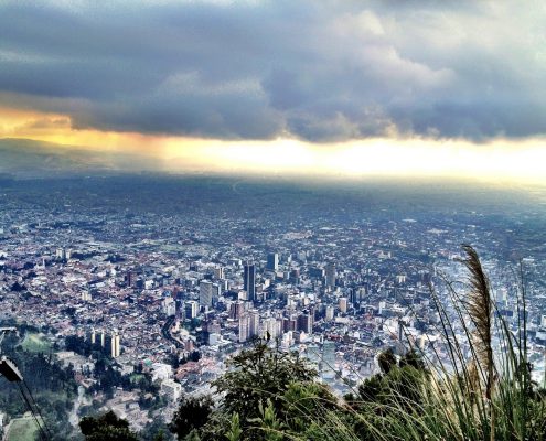 The view over Bogota, Colombia from the top of the Monserrate