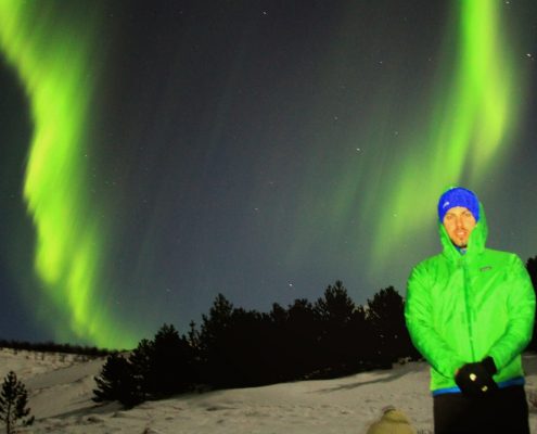 Simon Heyes and the Northern Lights outside Reykjavik, Iceland