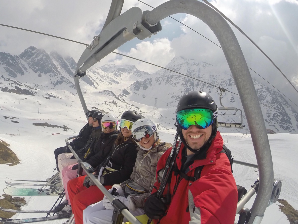 Sungod Revolts ski goggles on the slopes in Verbier