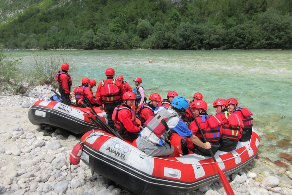 Preparing to head onto the Emerald (Soca) River, Slovenia