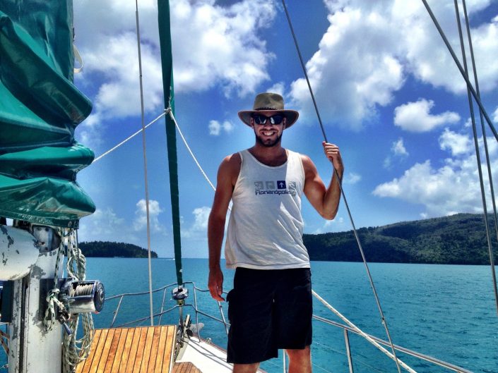 Simon sailing around the Whitsunday Islands in Australia