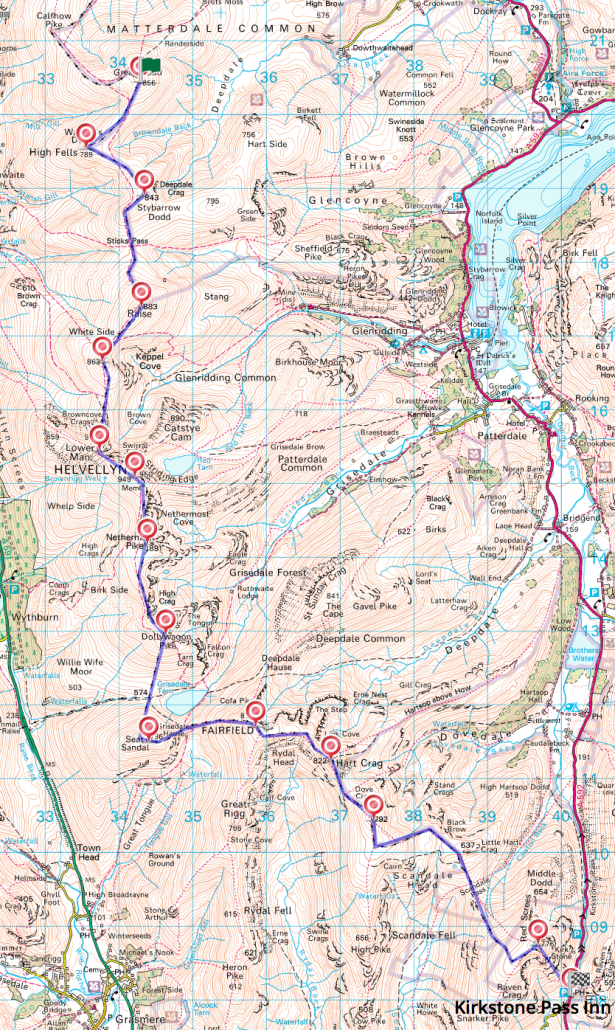 24 Peaks in 24 Hours Challenge Route - Lake District