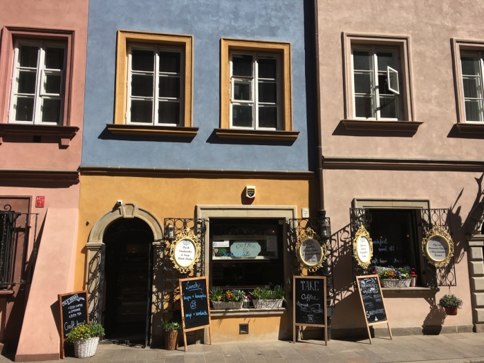 Some of the colourful buildings in Warsaw old town, Poland