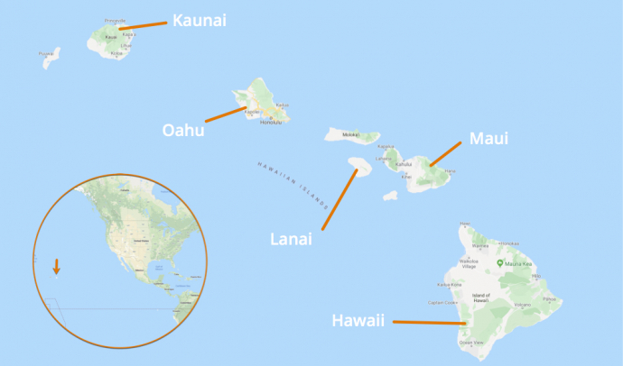 Hawaii Islands Map 