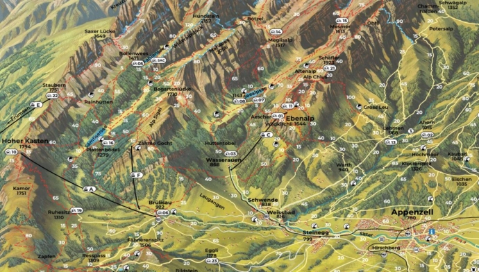 Swiss Appenzell hiking map