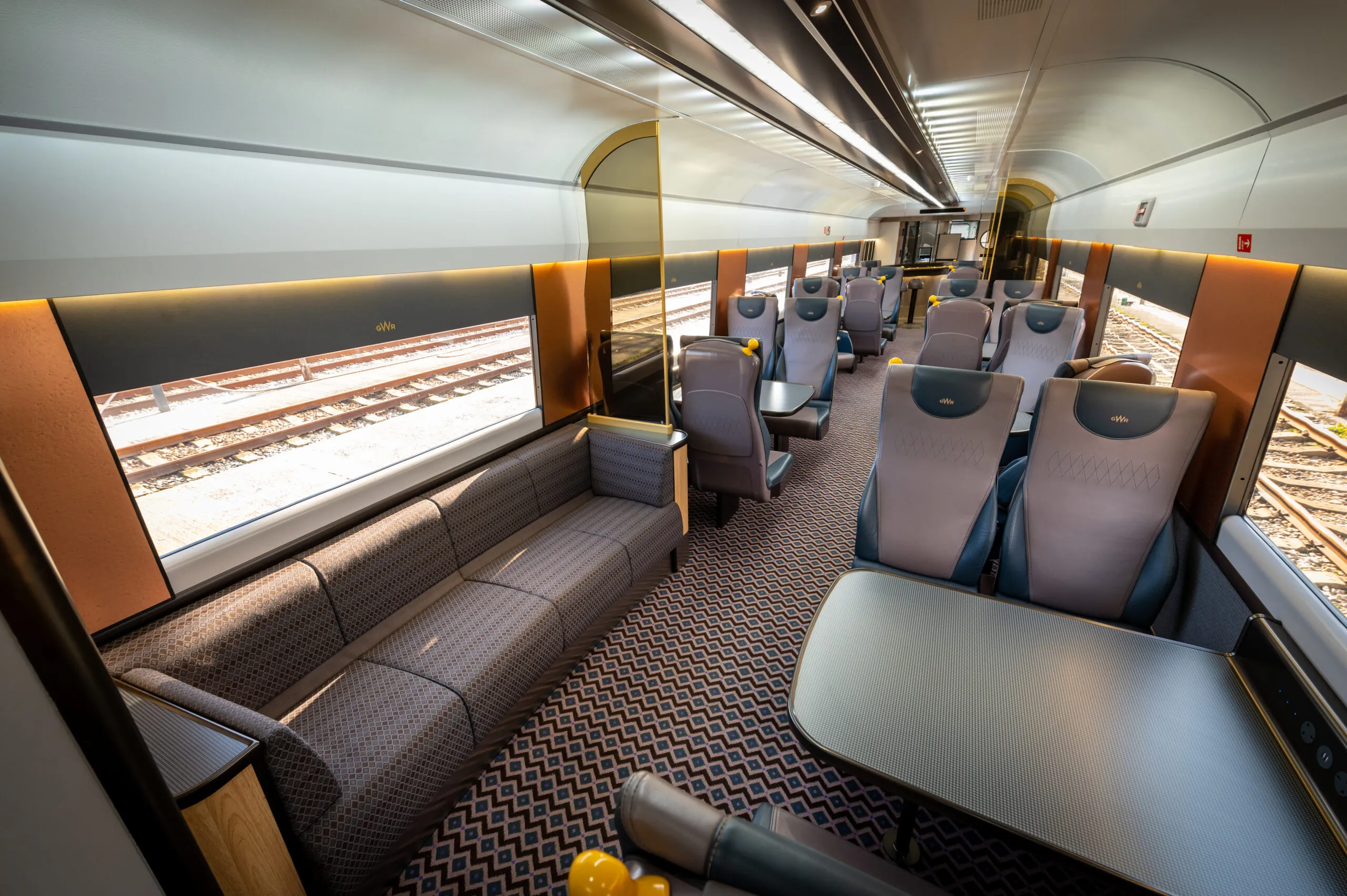 The Night Riviera sleeper train on-board lounge