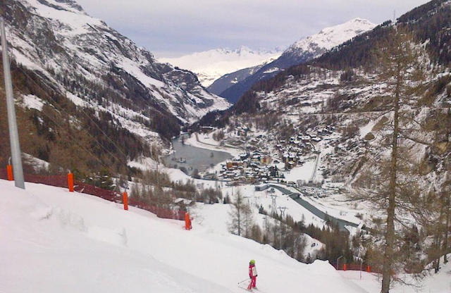 The view down to Tignes Le Brevieres