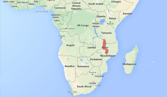 Map showing Malawi location in Africa