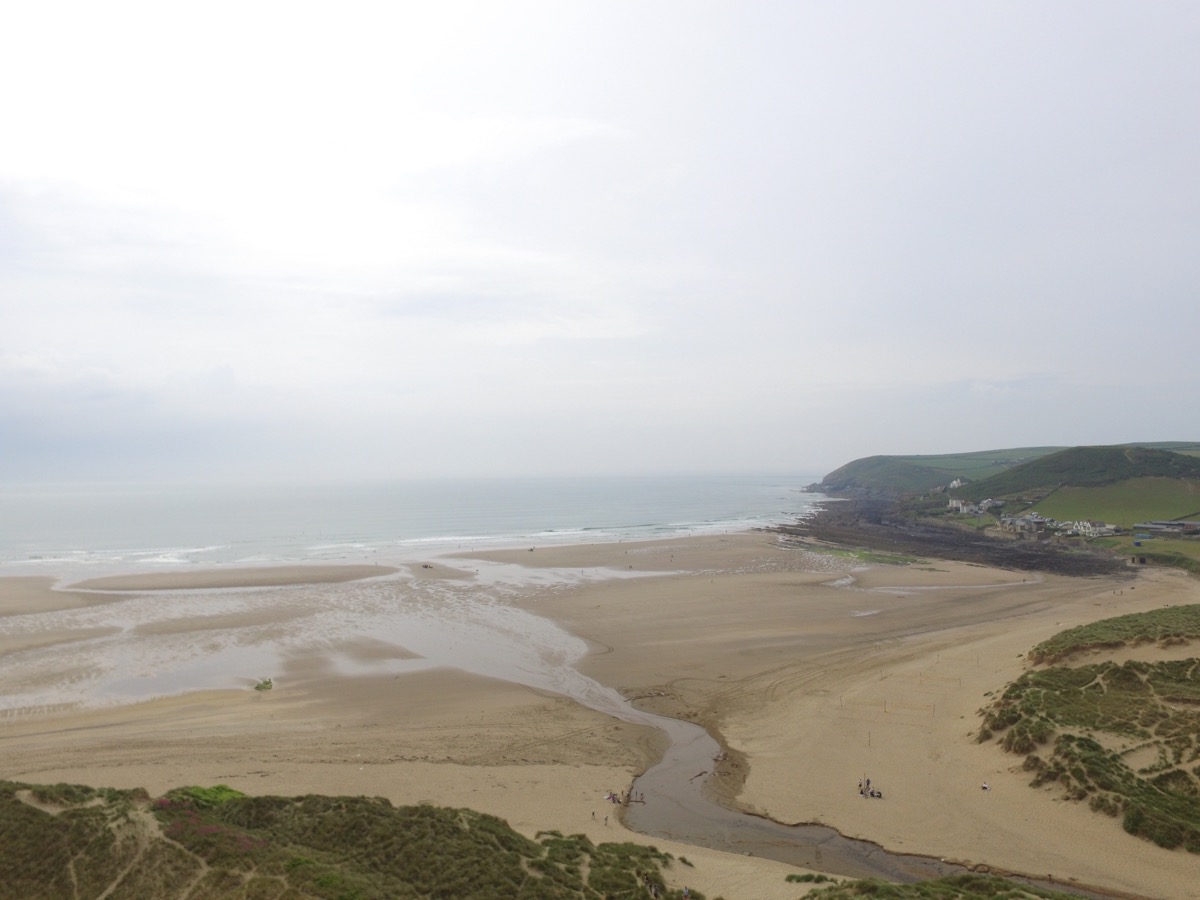 Looking out over Croyde Bay, North Devon - drone view - Simon's JamJar