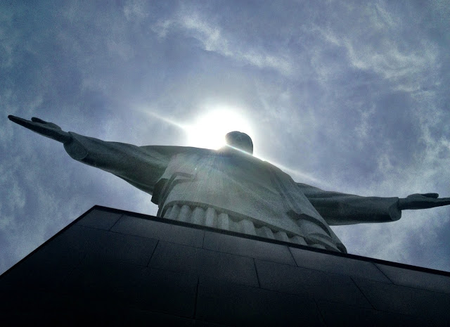 Looking up at Christ the Redeemer, Rio de Janeiro, Brazil