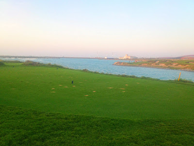 The 17th hole at the Yas Island Links Golf Course