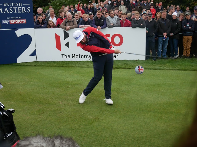 Andrew 'Beef' Johnson tees off at the 2nd hole at The Grove - British Masters 2016