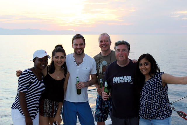 The press group bidding a fond farewell to Malawi, on-board Mufasa - Danforth Yachting