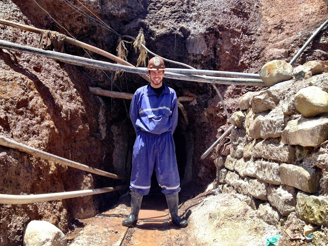 Simon at the tourist mine in Potosi, Bolivia