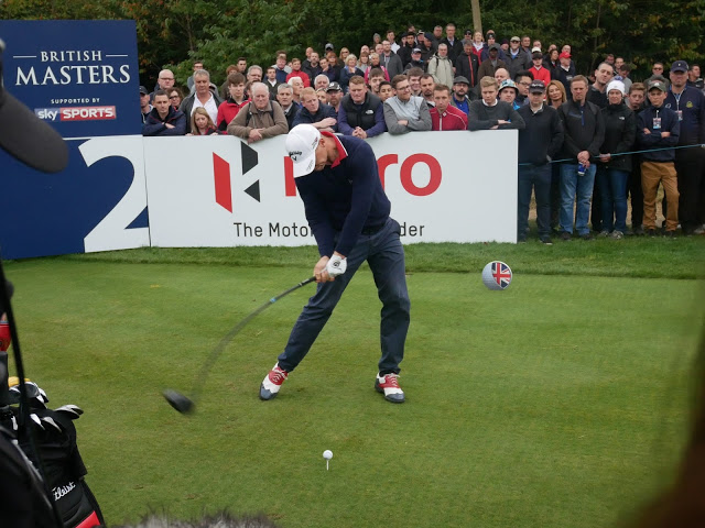Alex Noren drives at the 2nd hole at the British Masters 2016