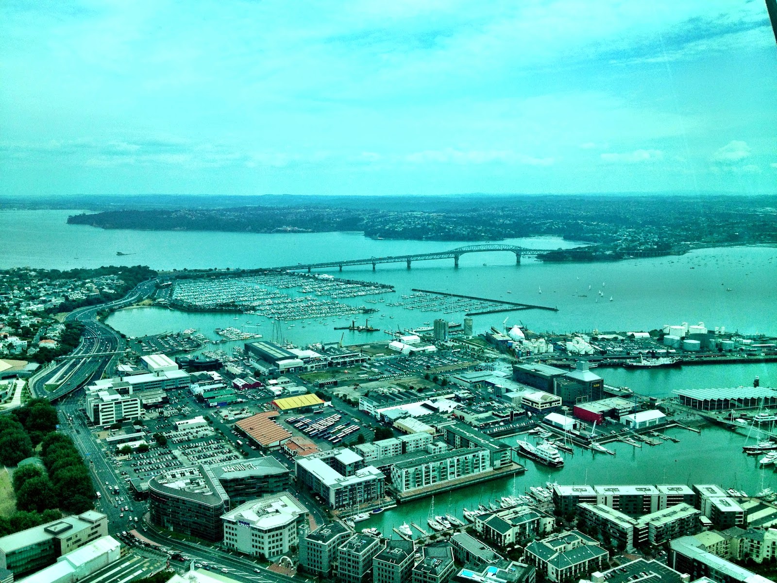 Looking North from the observation deck of the Sky Tower, Auckland