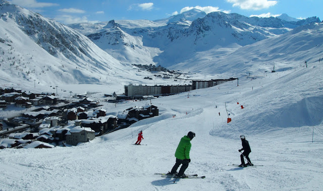 Skiing in the snow sure resort of Tignes, France