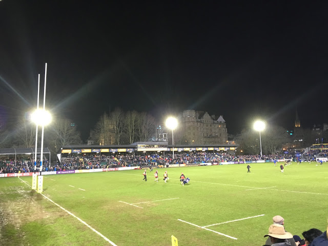 Watching Bath vs Gloucester at the Rec rugby ground, Bath