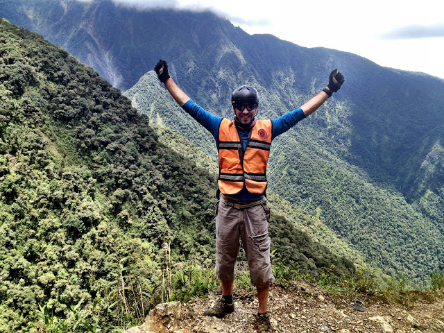 Simon cycling the world's most dangerous road, Bolivia