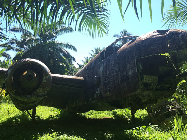 The B-25H bomber, in its final resting place on the old Talasea airstrip, Papua New Guinea