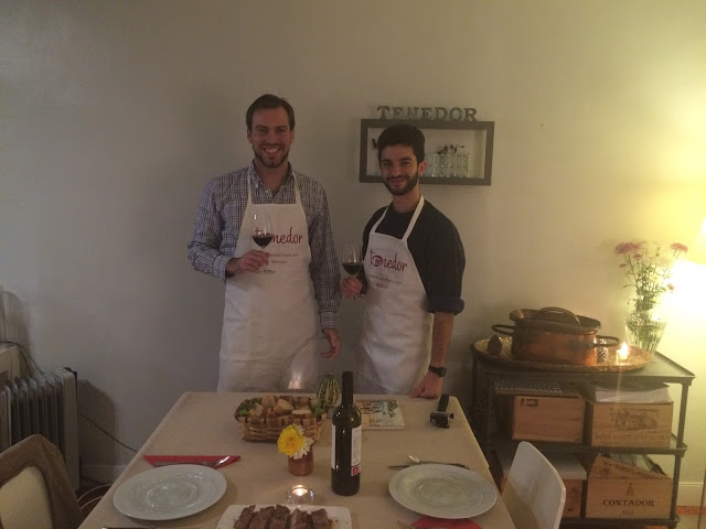 Simon and Joey at the Tenedor Tours cooking class, San Sebastian, Basque Country, Spain