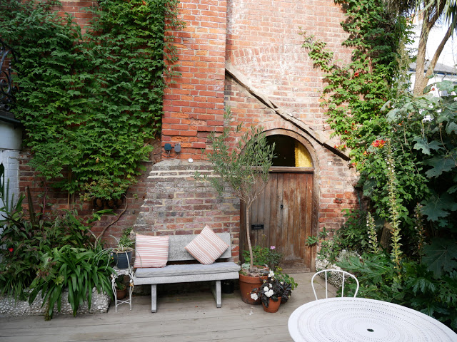 The garden courtyard at Swan House, Hastings