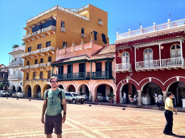 The main square behind the clock tower in Cartagena