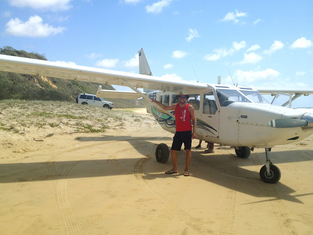 On the beach with the plane, Fraser Island