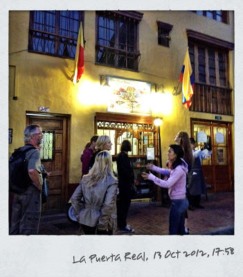 Outside La Puerta Real restaurant in Bogota